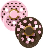 Bibs - Pacifier Studio Colour 2 Pack Polka Latex - Baby Pink/Mocha - Size 1