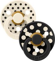 Bibs - Pacifier Studio Colour 2 PACK Polka Latex - Ivory/Black - Size 1