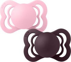 Bibs - Pacifier Supreme 2 PACK Silicone - Baby Pink/Plum - Size 1