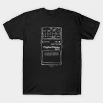 Men Black Print T-shirt Boss Delay Pedal Drawing No-Cut Transfer Paper Print Cotton Tshirt 3XL