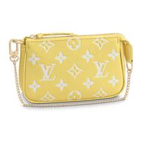 Louis Vuitton Pochette Accessoires Leather Mini Mahjong Chain Clutch Women Clutch Yellow M46129 Basic Set (Bag+Dust Bag)