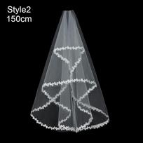Accessories Photo Veil White Ivory Short Simple Wedding Veil Lace Edge Bridal Veil Women's Tulle 150cm-Style2