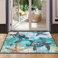1pc Summer Beach Welcome Mat Turtle Ocean Design Best Floor Mat Indoor Outdoor Use Ideal for Coastal Home Decor 30X50CM
