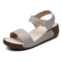 Women's Sandals Genuine Leather Velcro Strap Thick Sole Sandals for Outdoor Office Traveal Holiday Seaside Beach Mother Sandals 35