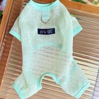 Hollow Mesh Dog Clothes Breathable Pet Apparel Four Legged Style Dog Jumpsuit  Bichon XS žalia