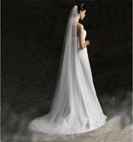 Elegant Long Train Bridal Veil with Hair Comb 0.8m (Plastic Hair Comb)