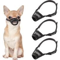 3 vnt. šunų antsnapiai mažiems šunims, pralaidūs orui, leidžiantys gerti, reguliuojamas dirželis, minkštas antsnapis, apsaugantis nuo kandžiojimo ir kramtymo, orui pralaidūs tinklelio antsnapiai