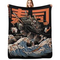 The Black Sushi Dragon Throw Blanket Soft Solid Color Blanket for Couch Bed Size: 75*100cm, Weight: 230 GSM