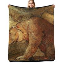 She kissed the bear on the nose - John Bauer 1907 Throw Blanket Year Round Soft Comfortable Blanket for Home Size: 75*100cm, Weight: 230 GSM
