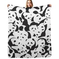 Panda Panda seamless pattern Throw Blanket Plush Fuzzy Cozy Blanket for Couch Sofa Size: 75*100cm, Weight: 230 GSM