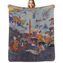The Story of Fereydoun Crossing the Tigris Throw Blanket Thin Soft Blanket for Summer Night Sleeping Size: 75*100cm, Weight: 230 GSM