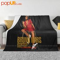 8769-Bruno Mars 24K Magic World Tour Ultra-Soft Blanket Quilt Winter Sofa Cover Bed Covers Size: 75*100cm, Weight: 230 GSM black
