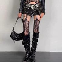 Punk Charm Fishnet Stockings Y2K Sweet Spicy Tight Post Apocalyptic Lace Tights Subculture Style Leggings Women Colorful Gothic One Size