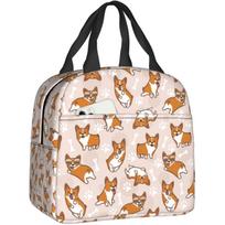 Corgi Insulated Lunch Bags for Women with Pocket Dog Reusable Cooler Lunch Box One Size