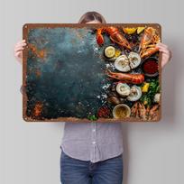 Seafood Platter With Spices Printed Poster Customized Wall Art Retro Vintage Metal Tin Signs for Home Room Decoration Gaming 20X30CM