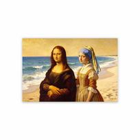 Funny Mona Lisa Fishing Classic Art Prints Girl With A Pearl Earring Get A Nail Salon Print Renaissance Wall Art Room Canvas Art 21X30CMNo Framed