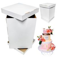 Aukšta daugiaaukščio torto dėžutė 40×40×50 cm daugiaaukščiam tortui balta brand4cake balta