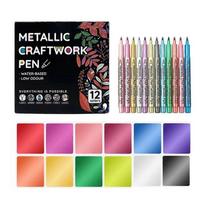 Metallic Paint Markers,Acrylic Paint Pens for Rock Painting,Ceramic,Wood,Canvas,Glass,Card Making,DIY Crafts 12PCS