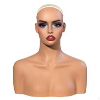Head with Shoulders Bust PVC Female Mannequin SkinToneToned for