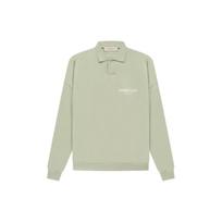 Fear Of God Essentials SS22 Long Sleeve Polo With Flocked Logo Men Polo Shirts Seafoam Gray-Green FOG-SS22-182 XL