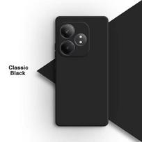 Kvadratinis skystas silikoninis telefono dėklas, skirtas Realme GT Neo 6 SE 6T 5G 360 Minkštas apsauginis smūgiams atsparus galinis dangtelis GT6 Neo6 6SE mobilusis krepšys Realme GT6 juoda