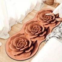 Irregular 3D Flower Carpet Thickened Skin Friendly Bedside Carpet Living Room Stain Resistant Floor Mat 40 * 120cm