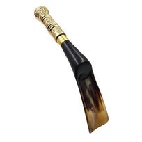 Handmade Long Shoe Horn Brass Handle Ease of Use Shoe Horn, Real Horn Made Multicolor