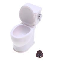 1Set 1:12 Dollhouse Miniature Toilet W/Poo Flushing Sound Bathroom Model Simulation Doll House Scene Decor Kids Pretend Play Beautiful Toy balta