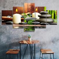 Masažo Spa Akmenys Žvakė Drobė 5 Dalių Penkių Panelės Sienos Spaudinys Modernaus Meno Plakatas Paveikslas Namų Dekoras Dovana Jam Jai 40x60 40x80 40x100cm gray