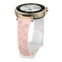 18mm 20mm 22mm gėlėtas graviruotas dirželis Samsung Galaxy Watch 7 6 5 4 FE, prašmatnus silikoninis dirželis moterims, Huawei Watch GT6/5/4Pro 46/41mm/Active 2 correa Universal 18mm Width white