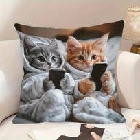 1pcs Cute Cartoon Cat Cushion Pillow Cover Simple Printed Throw Cushion Case Creative Home Sofa Decor Gift for Cat Lovers 45x45cm