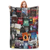 Stephen King Book Covers, Horror Bookworm Blankets Soft Warm Flannel Throw Blanket Bedspread for Bed Living room Picnic Travel Size: 75*100cm, Weight: 230 GSM