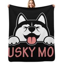 Siberian Husky Mom Throw Blanket Year Round Soft Comfortable Blanket for Home Size: 75*100cm, Weight: 230 GSM