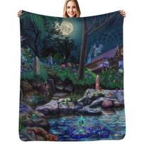 The PsyCabin - Trippy Psychedelic Visionary Garden Throw Blanket Stylish Decor Blanket Gift for Friends Roommate Size: 75*100cm, Weight: 230 GSM
