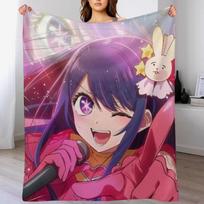Oshi no Ko - Hoshino Ai Singing Throw Blanket Fade Resistant Durable Throw Blanket Size: 75*100cm, Weight: 230 GSM