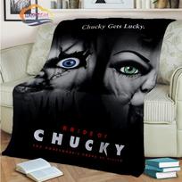 Siaubo filmo Chucky pledas ir Tiffany flanelinis pledas sofai, lovai, sofai, Helovinui, lengvas, gerbėjų dovanos, pledas 75cmx90cm