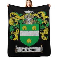 McKenna Family Crest Scoop Throw Blanket Soft Breathable Blanket for Night Sleeping Size: 75*100cm, Weight: 230 GSM