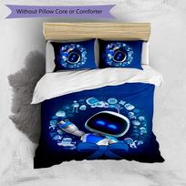 Astro Bot Printed 3PCS Bedding Set Soft Breathable Duvet Cover Pillowcases Set Washable Bedroom Decor Home Gift 135cm*200cm