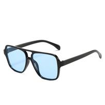 Big Frame Pilot Sun Glasses Double Beam Retro Eyewear Personalized Square Sunglasses  Travel mėlyna