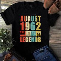 August 1962 The Birth Of Legends Vintage Unisex Men's and Women's T-shirts S