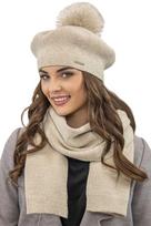 Vivisence Damski Beret z Pomponem, Beżowy, UNI, Dzianinowy, Ciepły, Elegancki