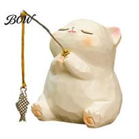 Creative Aromatherapy Stand Leisure Fishing Frog/Cat/Panda/Bear Statue Ornaments, Clear Mini Vases Miniature Small Glass Planter for Pothos B Cat