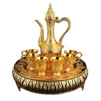 Metal Set Antique Style Beverage Decanter Home Decor for Display Shelf, Party auksas