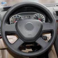 Rankomis pynama vairo užvalkalas Skoda Octavia Superb 13-2015 Fabia Citigo Roomster 2013 Juoda perforuota mikropluošto oda
