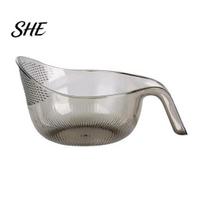 Quinoa Cleaning Tool Multipurpose Rice Washing Bowl, with Handle, Plastic Kitchen Colander Basin, Food Grade Strainer for Pasta Vegetables And Fruits 1pc pilka