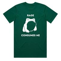 Frog Meme T-Shirt – Rage Consumes Me, Heavy Organic Cotton, Hand Screen Printed M