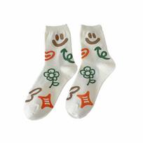 Cute Breathable Women Tulip Socks Doodle Casual Hosiery Rabbit Cat Socks Flower Ankle Socks A