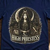 The High Priestess Tarot Card Shirt, Major Arcana Tee, Dark Academia T-Shirt, Occult Moon Graphic, Witchy Tarot Reader Gift 4XL