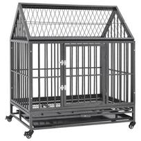 vidaXL Cage pour chien avec roues et toit Acier 92x62x106 cm