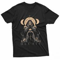 Hecate Greek Moon Goddess of Witchcraft Holding Skull Black T-Shirt S